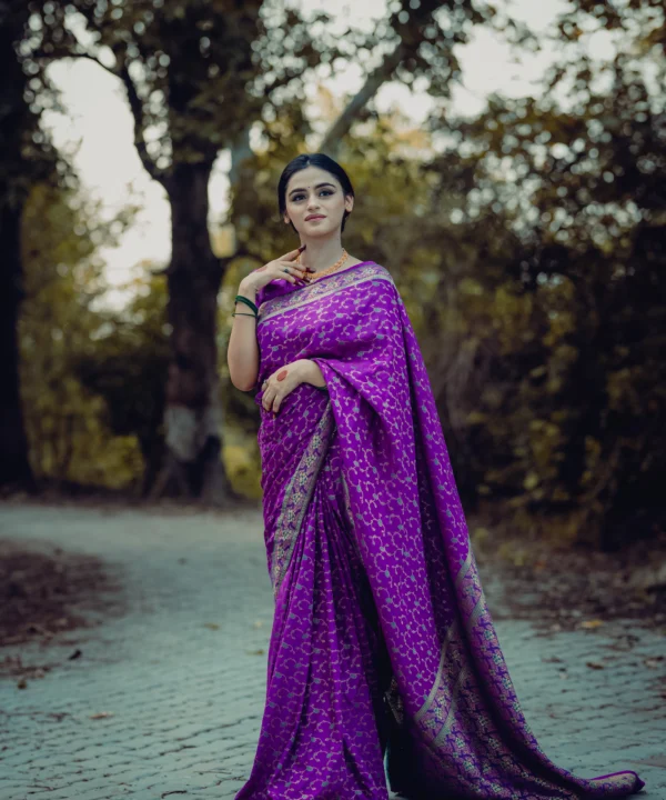 Purple Banarsi saree