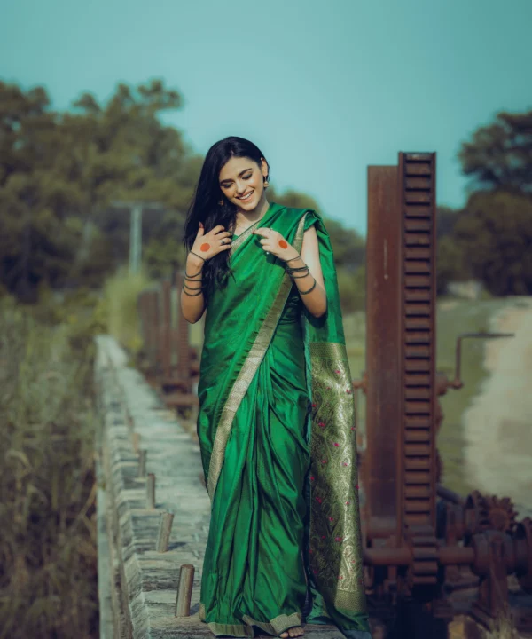 Green Katan silk saree